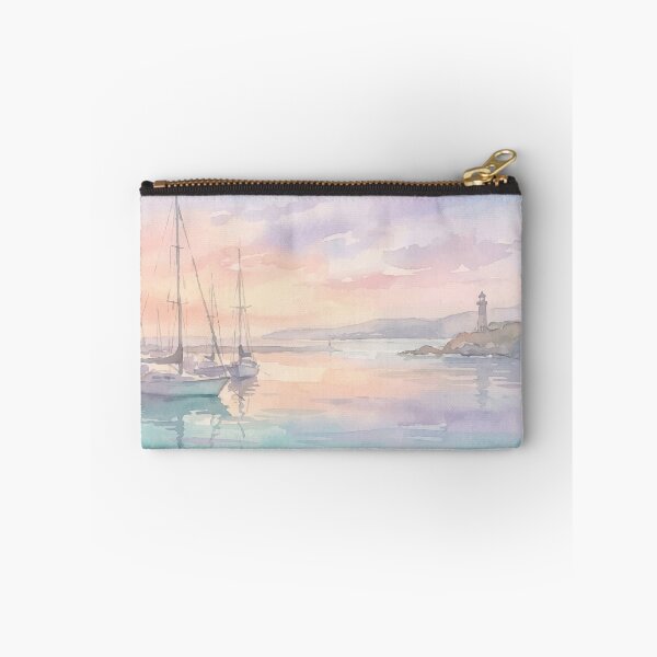 Item preview, Sailboats at Golden Hour – Watercolor Harbor Wall Art designed and sold by FawnFeatherCo.