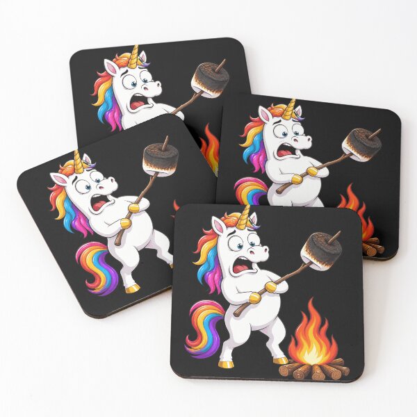 Item preview, Unhinged Unicorn Camping Mishap Funny Marshmallow Fail designed and sold by BoyleDesignShop.