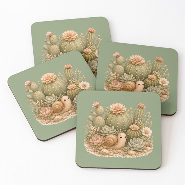 Item preview, Kawaii Snail Cactus Garden Illustration – Cute Desert Explorer Design Art designed and sold by MagicMakerPh.