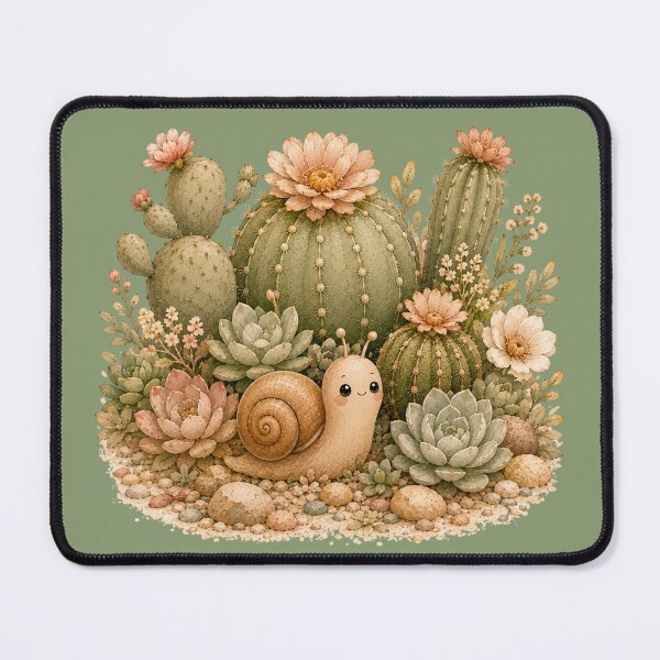 Item preview, Kawaii Snail Cactus Garden Illustration – Cute Desert Explorer Design Art designed and sold by MagicMakerPh.