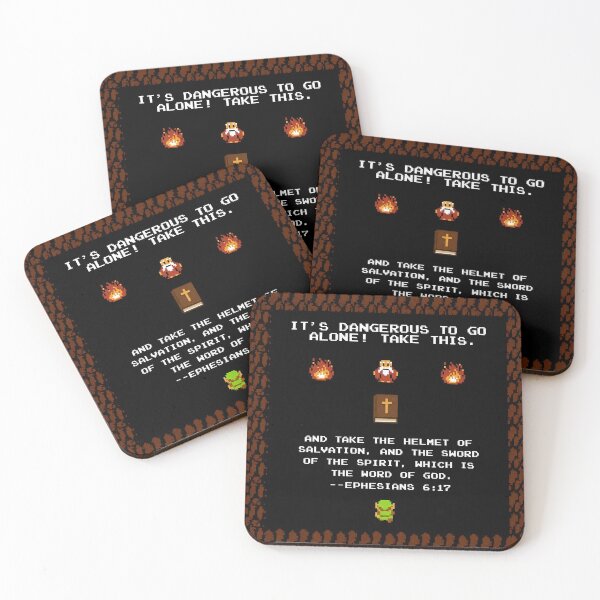 Item preview, Retro Pixel Art Bible Verse – “It’s Dangerous to Go Alone” Ephesians 6:17 Design designed and sold by Duellator.