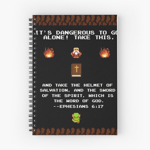 Item preview, Retro Pixel Art Bible Verse – “It’s Dangerous to Go Alone” Ephesians 6:17 Design designed and sold by Duellator.