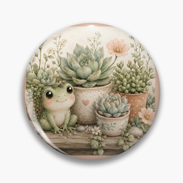 Item preview, Kawaii Frog & Succulent Friends Illustration – Cute Garden Design Art designed and sold by MagicMakerPh.