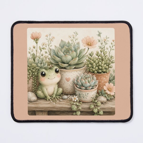 Item preview, Kawaii Frog & Succulent Friends Illustration – Cute Garden Design Art designed and sold by MagicMakerPh.