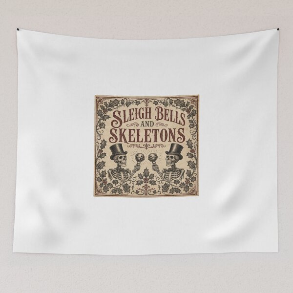 Item preview, Sleigh Bells and Skeletons Gothic Victorian Christmas Design designed and sold by BoosterShop.