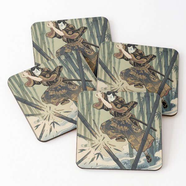 Item preview, Samurai Slicing Bamboo in Forest designed and sold by TokyoUkiyoHouse.