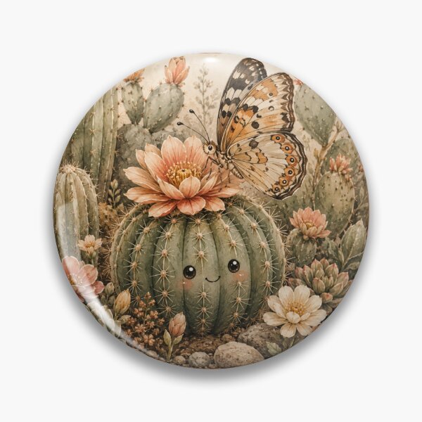 Item preview, Kawaii Butterfly & Cactus Garden Illustration – Blooming Design Art designed and sold by MagicMakerPh.