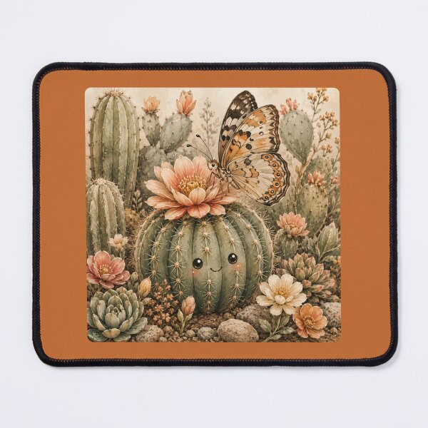 Item preview, Kawaii Butterfly & Cactus Garden Illustration – Blooming Design Art designed and sold by MagicMakerPh.