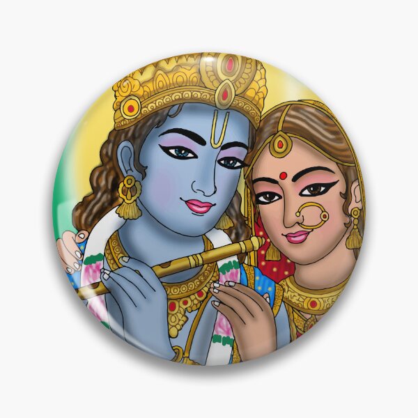 Item preview, Radha Krishna Artwork | Divine Hindu Couple Digital Painting & Spiritual Art designed and sold by Harshit_Digital_Arts.