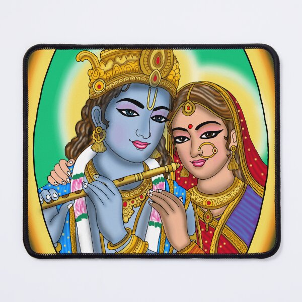 Item preview, Radha Krishna Artwork | Divine Hindu Couple Digital Painting & Spiritual Art designed and sold by Harshit_Digital_Arts.