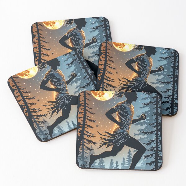 Item preview, Silhouette of a woman in a moonlit forest in shades of blue. designed and sold by Mianku | Für das Leben.