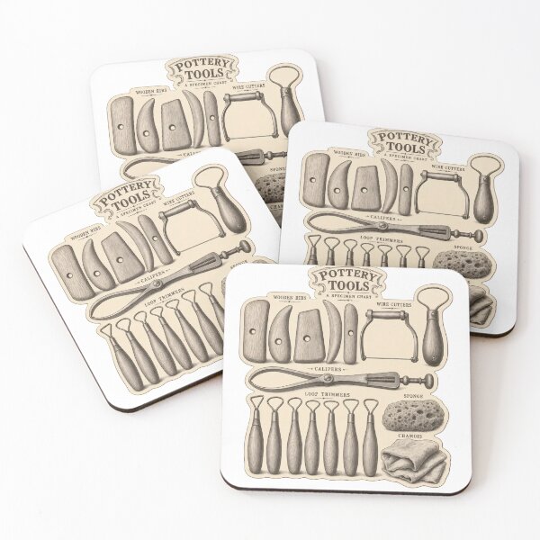 Item preview, Potter's Tool Chart | Vintage Pottery Tools Ceramicist Dark Academia Print designed and sold by StickyGuys.