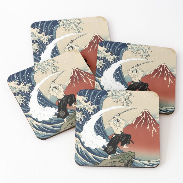 Item preview, Samurai and Great Wave with Red Fuji designed and sold by TokyoUkiyoHouse.