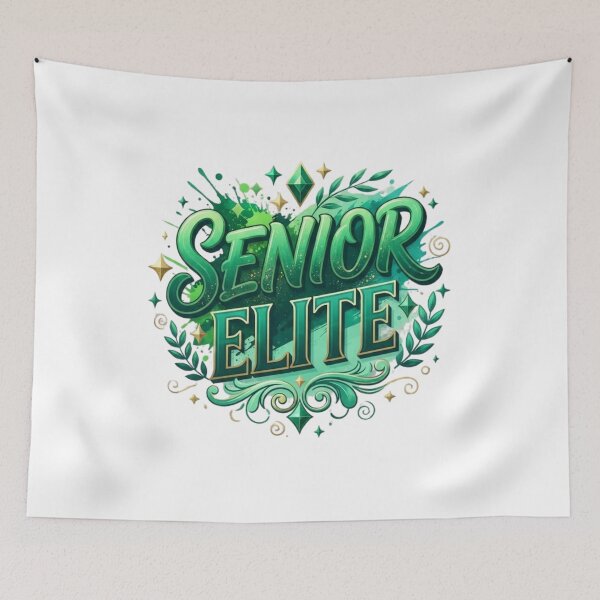 Item preview, Green and Gold "Senior Elite" Graduation Typography Design with Floral Accents designed and sold by VibranPalette.