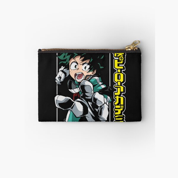 Item preview, MHA Deku Action Pose with Kanji Anime Pullover Hoodie designed and sold by NicholasSpencer.