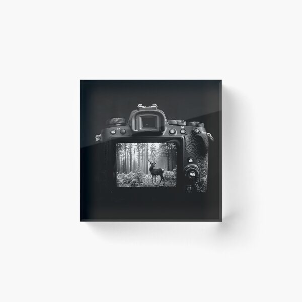 Item preview, Wildlife Photography Deer in Forest Monochrome Camera Art designed and sold by inkoutninja.