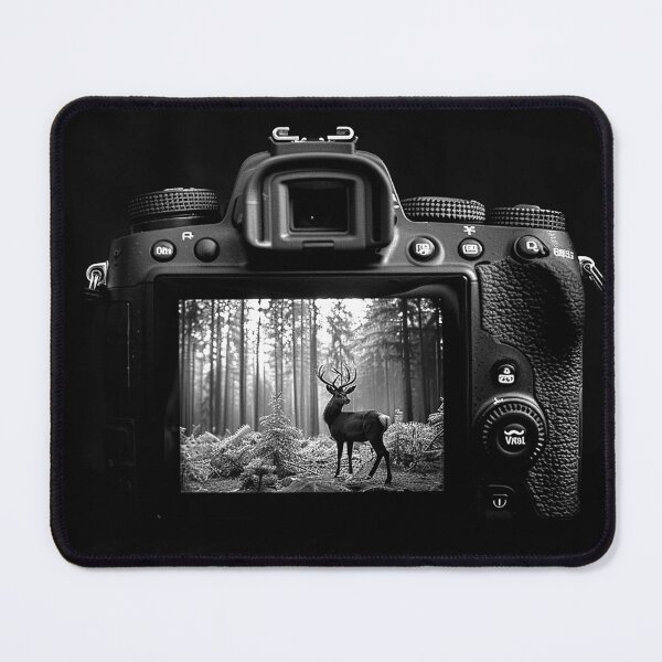 Item preview, Wildlife Photography Deer in Forest Monochrome Camera Art designed and sold by inkoutninja.