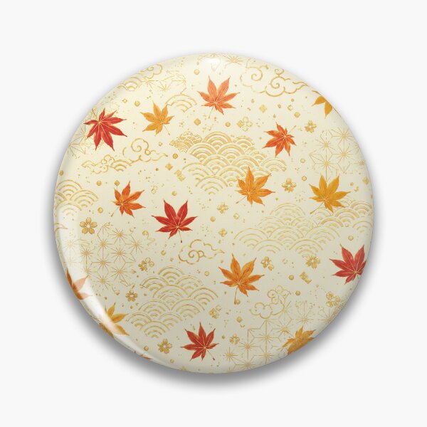 Item preview, Japanese Autumn Maple Leaves and Gold Waves Seamless Pattern designed and sold by WangAew.