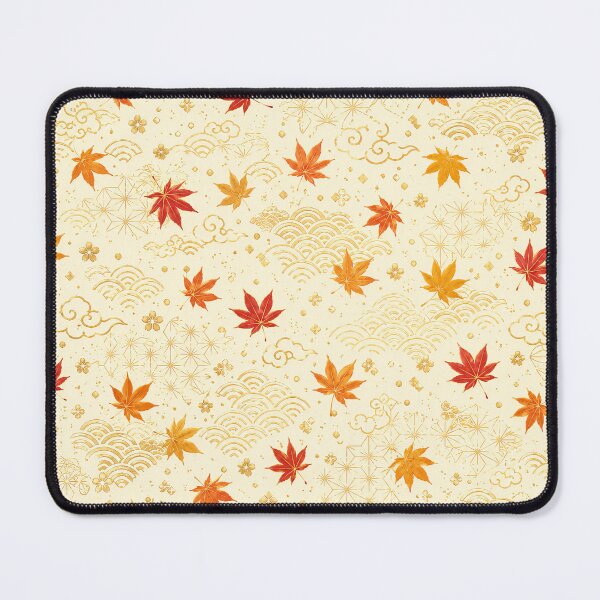 Item preview, Japanese Autumn Maple Leaves and Gold Waves Seamless Pattern designed and sold by WangAew.