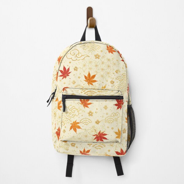 Item preview, Japanese Autumn Maple Leaves and Gold Waves Seamless Pattern designed and sold by WangAew.