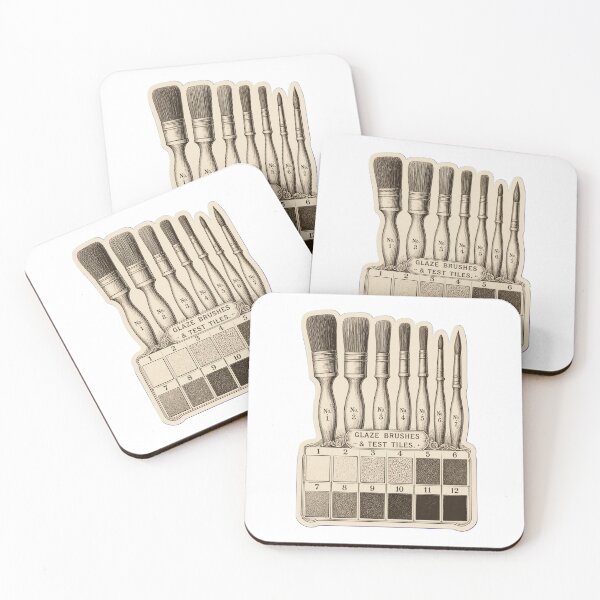 Item preview, Glaze Brushes and Test Tiles | Vintage Pottery Tools Ceramicist Dark Academia Print designed and sold by StickyGuys.