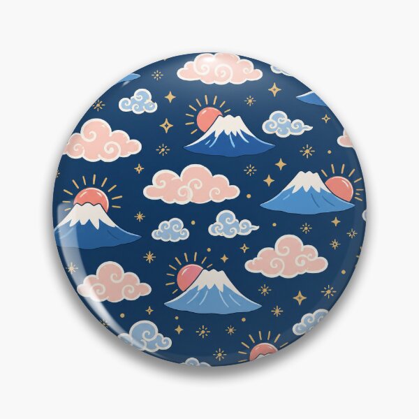 Item preview, Cute Mount Fuji Sunrise and Clouds Seamless Japanese Pattern designed and sold by WangAew.