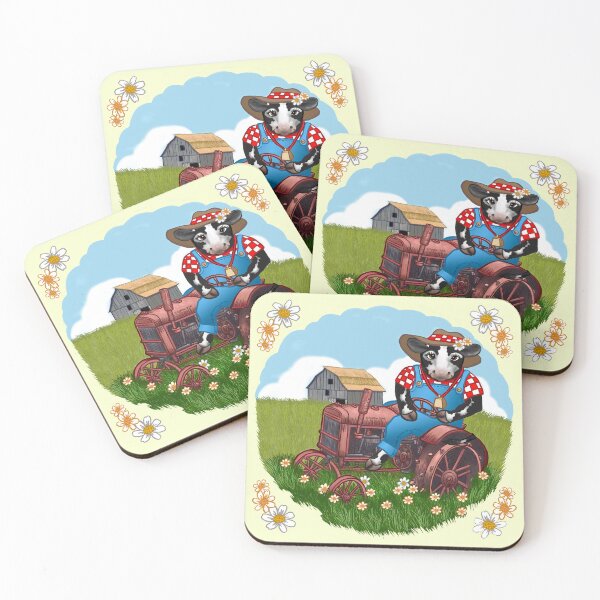 Item preview, Farmer Cow Driving Tractor designed and sold by artmuvz.