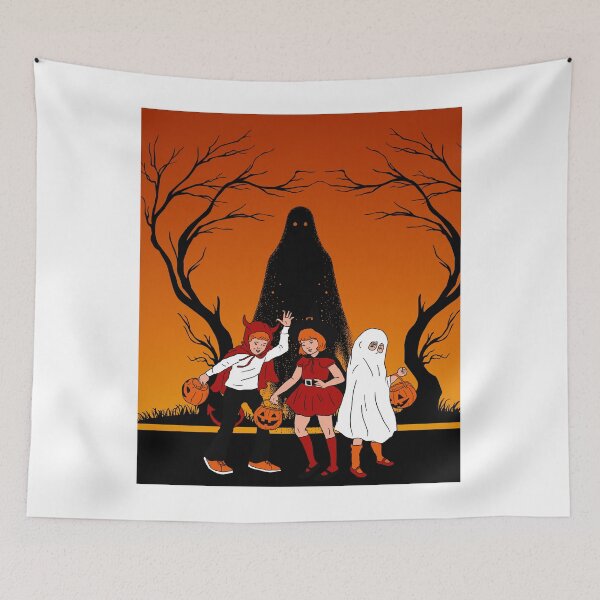Item preview, Vintage Halloween Retro Illustration: Trick-or-Treaters and Ghost designed and sold by VibranPalette.