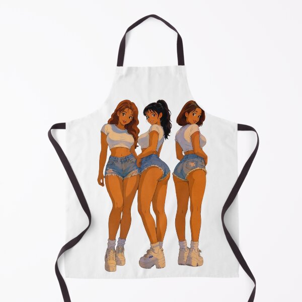 Item preview, Denim Shorts Pin-Up Trio – Classic Cartoon Best Friends designed and sold by Hollow Moon Studios..