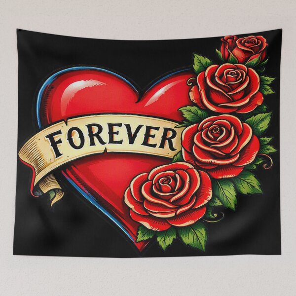 Item preview, Forever Love Heart with Red Roses – Romantic Floral Design designed and sold by TroviTutto.