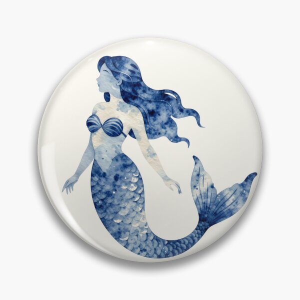 Item preview, Blue Watercolor Mermaid | Elegant Coastal Fantasy Art designed and sold by John-NW-Shop.