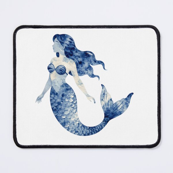 Item preview, Blue Watercolor Mermaid | Elegant Coastal Fantasy Art designed and sold by John-NW-Shop.