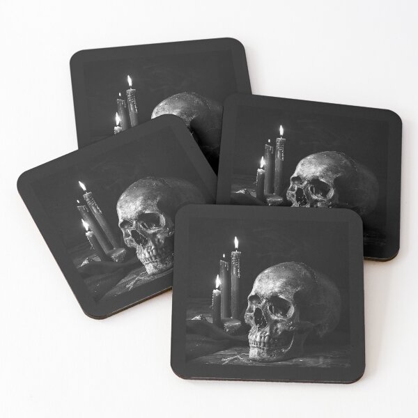 Item preview, Gothic Skull and Candle Still Life – Dark Memento Mori Art designed and sold by inkoutninja.