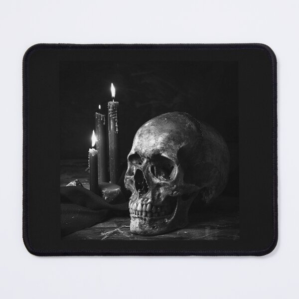 Item preview, Gothic Skull and Candle Still Life – Dark Memento Mori Art designed and sold by inkoutninja.