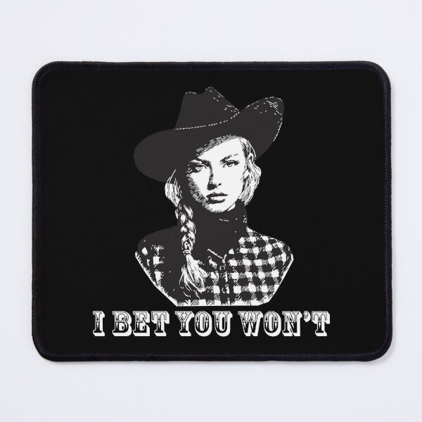 Item preview, “I Bet You Won’t” Cowgirl Badass Vintage Etching Illustration Style in Ghost White designed and sold by ✨nightvrld.