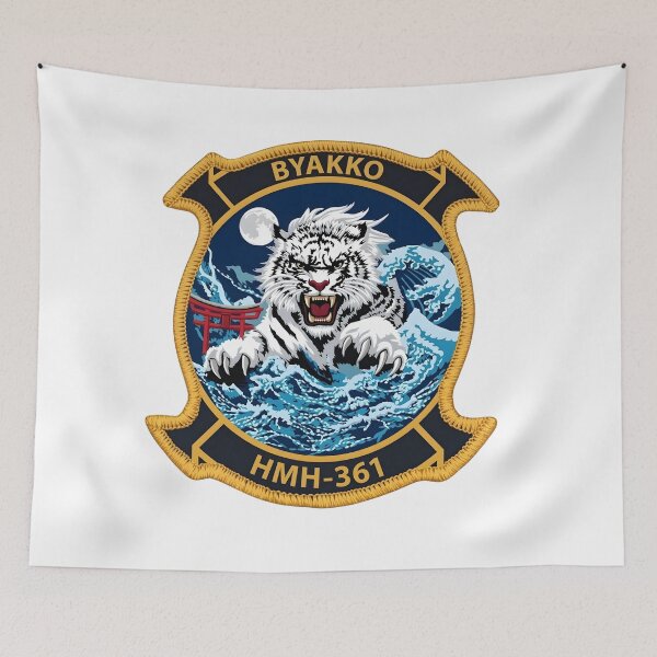 Item preview, USMC Marine Heavy Helicopter Squadron 361 HMH-361 Byakko Emblem designed and sold by CharlieDesings.