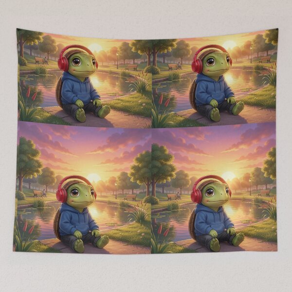 Item preview, Cute Turtle Hoodie Headphones Sunset designed and sold by DWolf04.