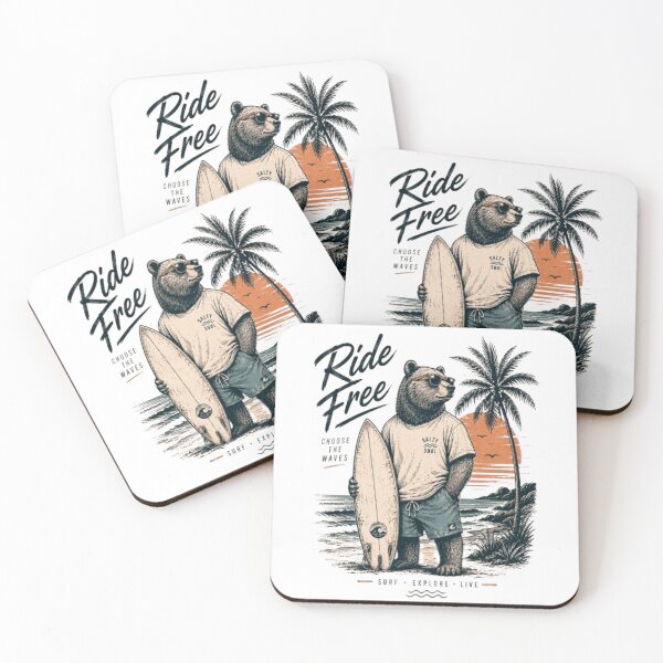 Item preview, Ride Free – Vintage Surfer Bear | Retro T-Shirt for Surf, Beach, and Freedom Lovers designed and sold by victorstudioart.