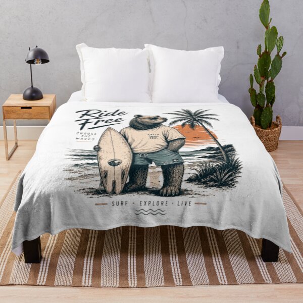 Item preview, Ride Free – Vintage Surfer Bear | Retro T-Shirt for Surf, Beach, and Freedom Lovers designed and sold by victorstudioart.