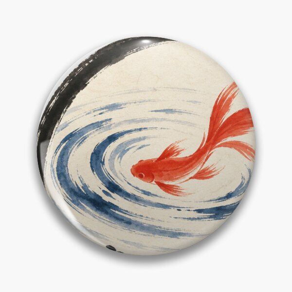 Item preview, Goldfish and Water Ripples Ink Art – Going with the Flow designed and sold by ArtPrintPov.