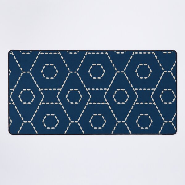 Item preview, Sashiko Kikko Tortoiseshell Seamless Pattern | Japanese Indigo Sashiko Embroidery designed and sold by StickyGuys.