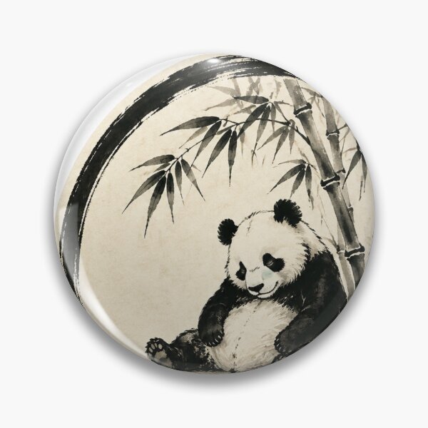 Item preview, Resting Panda and Bamboo Ink Art – That Is Enough for Today designed and sold by ArtPrintPov.