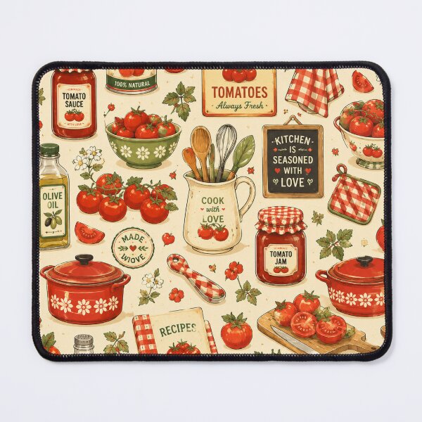 Item preview, Retro Tomato Kitchen Seamless Pattern – Vintage Farmhouse Food & Cottagecore Design designed and sold by RJACreative.