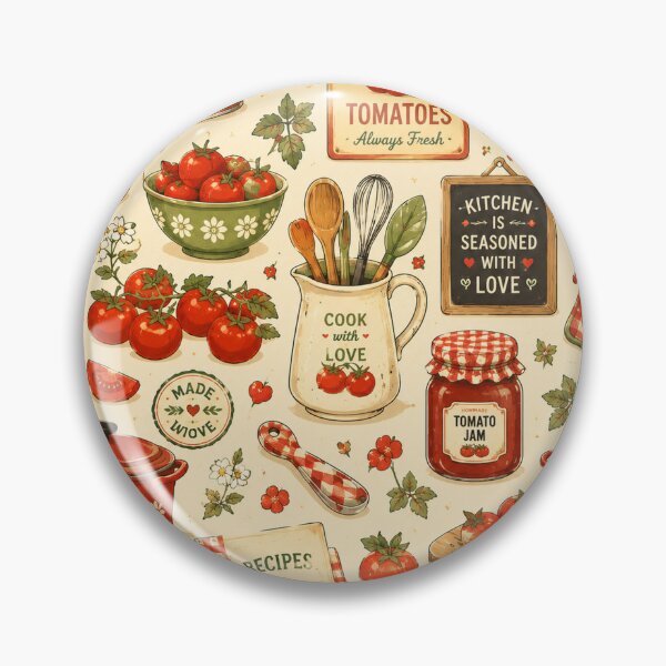 Item preview, Retro Tomato Kitchen Seamless Pattern – Vintage Farmhouse Food & Cottagecore Design designed and sold by RJACreative.