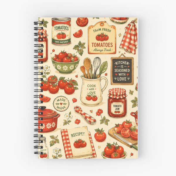 Item preview, Retro Tomato Kitchen Seamless Pattern – Vintage Farmhouse Food & Cottagecore Design designed and sold by RJACreative.