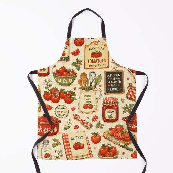 Item preview, Retro Tomato Kitchen Seamless Pattern – Vintage Farmhouse Food & Cottagecore Design designed and sold by RJACreative.