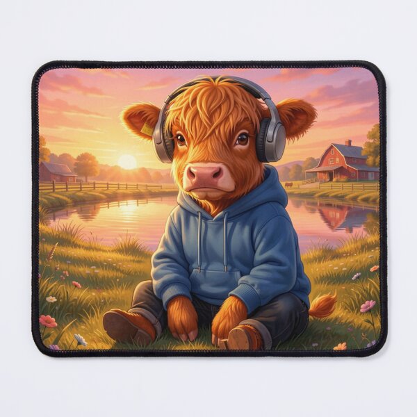 Item preview, Cute Highland Cow Hoodie Headphones Sunset designed and sold by DWolf04.