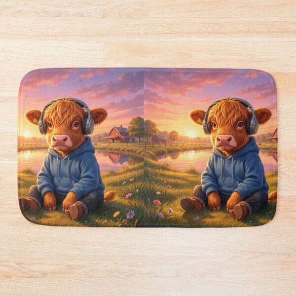 Item preview, Cute Highland Cow Hoodie Headphones Sunset designed and sold by DWolf04.