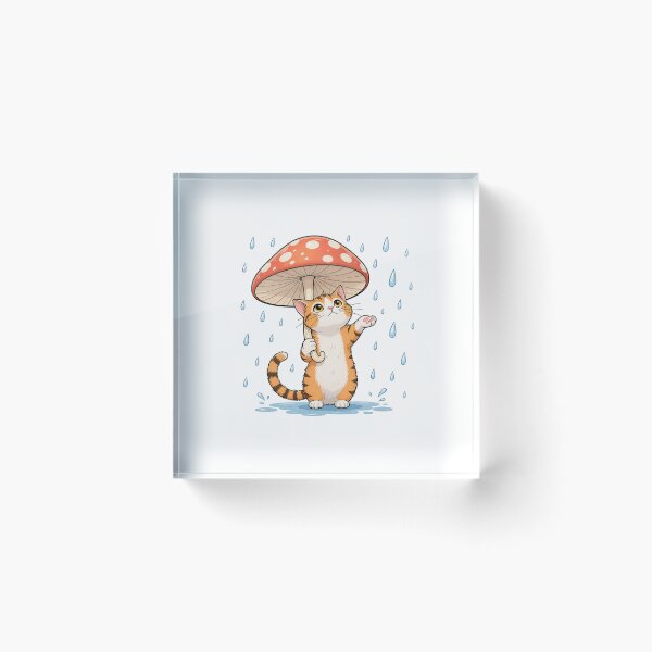 Item preview, Cat with mushroom umbrella  designed and sold by Kitty-and-Cat.