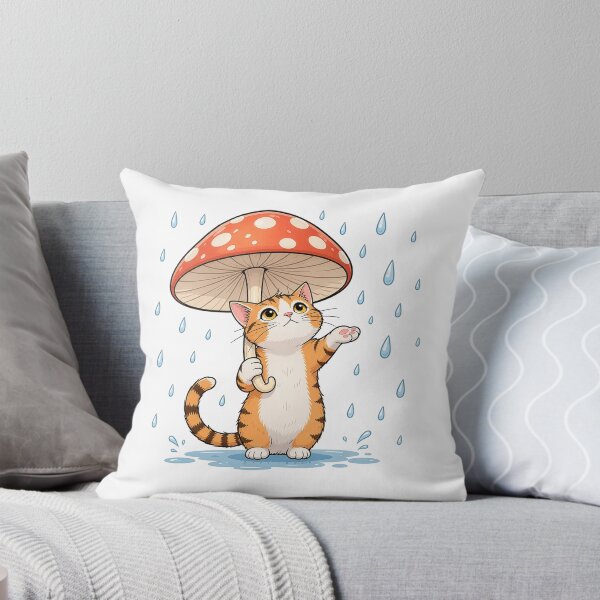 Item preview, Cat with mushroom umbrella  designed and sold by Kitty-and-Cat.